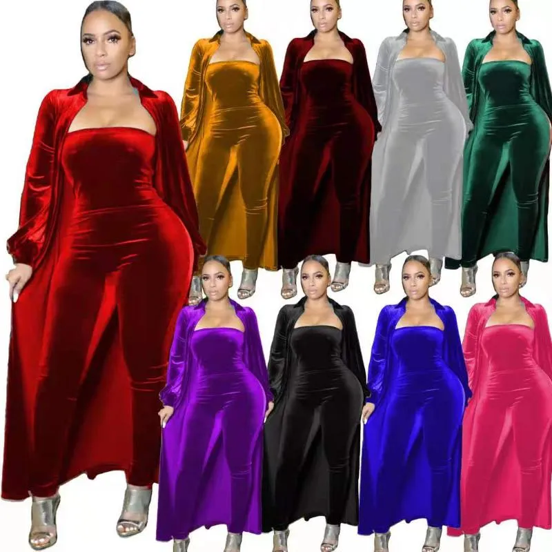 Wholesale women's velvet sexy tube top jumpsuit 2PCS(CL8525 )