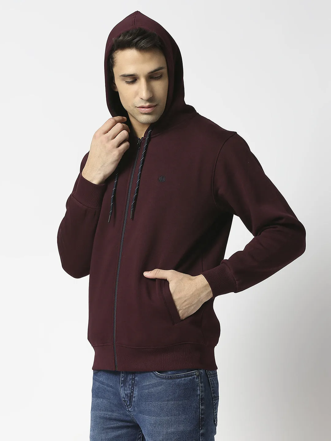 Wine Full Zip Fleece Hoodie