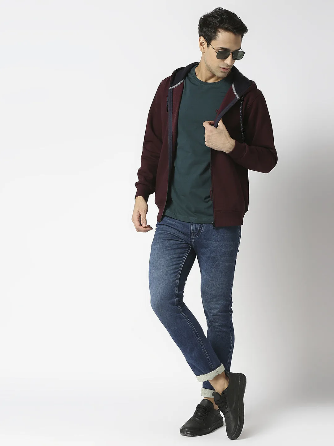Wine Full Zip Fleece Hoodie