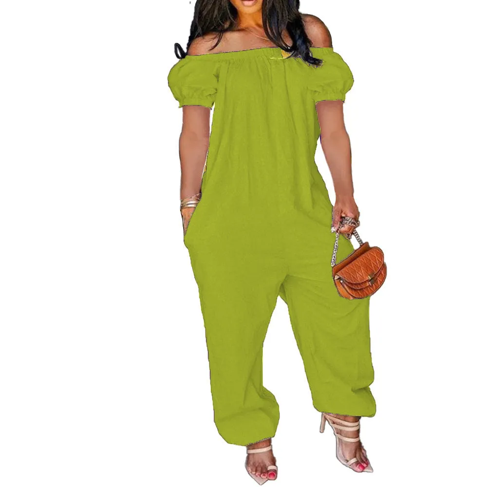 Women's Short-Sleeved Loose Jumpsuit (CL9886)