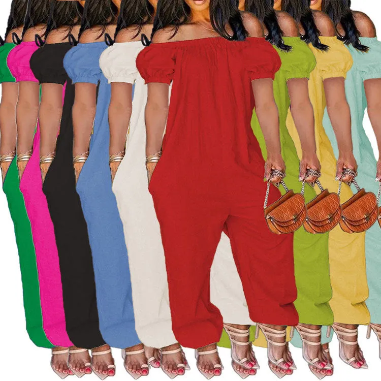 Women's Short-Sleeved Loose Jumpsuit (CL9886)