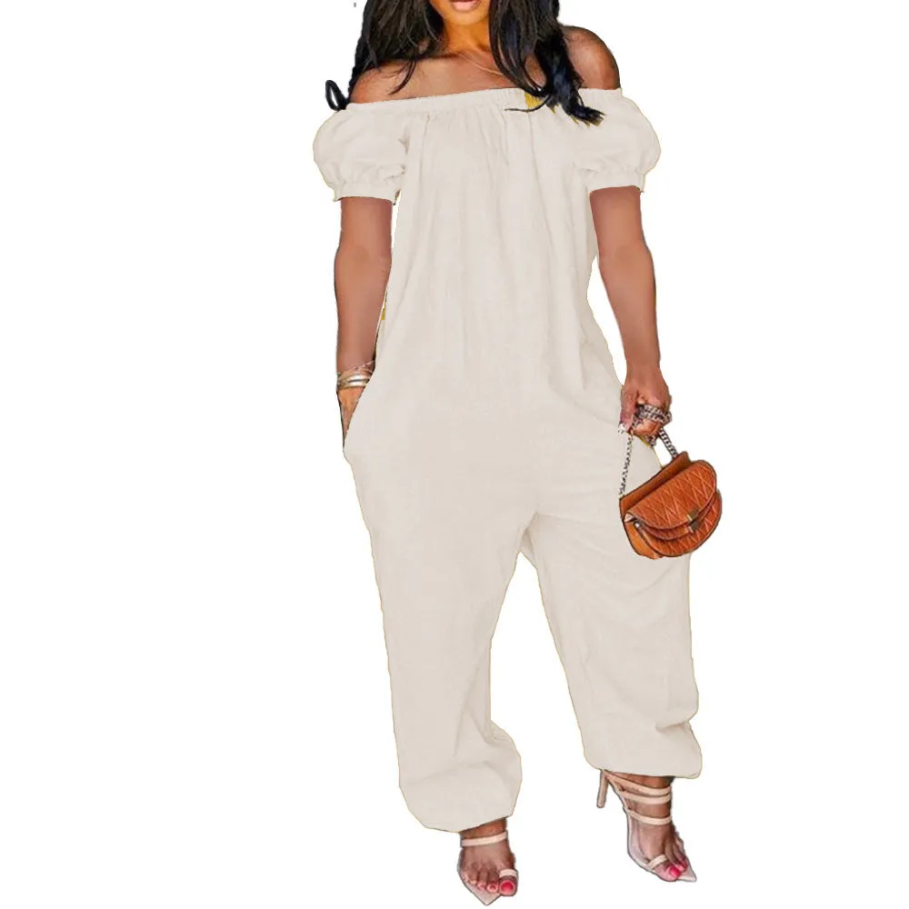 Women's Short-Sleeved Loose Jumpsuit (CL9886)