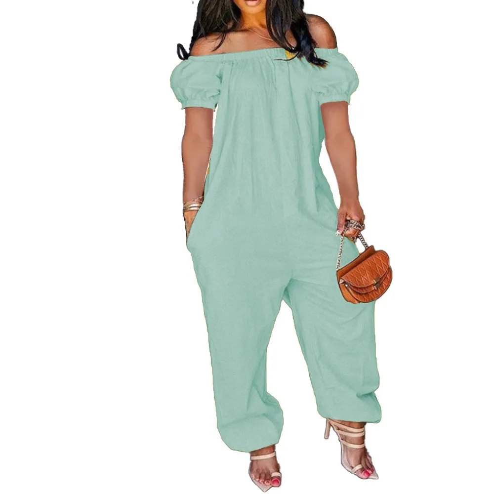 Women's Short-Sleeved Loose Jumpsuit (CL9886)