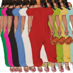 Women's Short-Sleeved Loose Jumpsuit (CL9886)