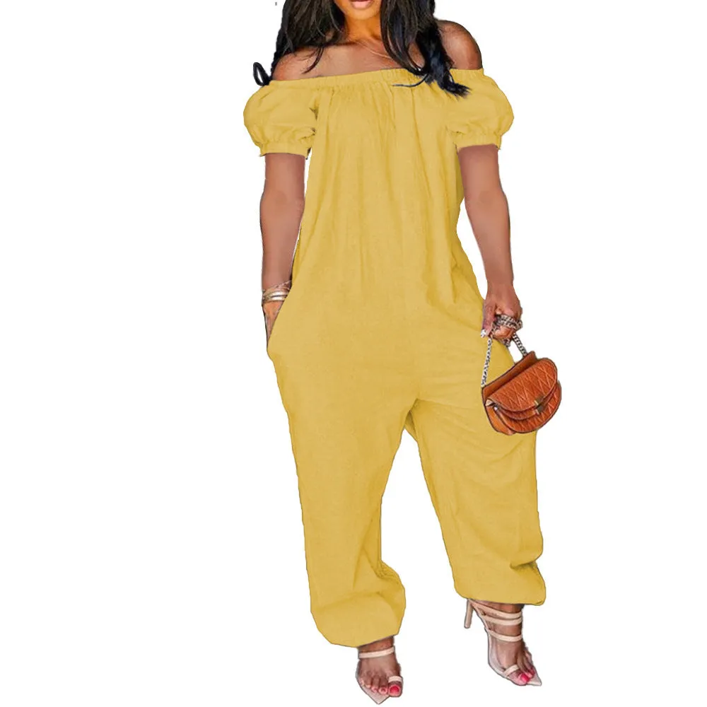 Women's Short-Sleeved Loose Jumpsuit (CL9886)