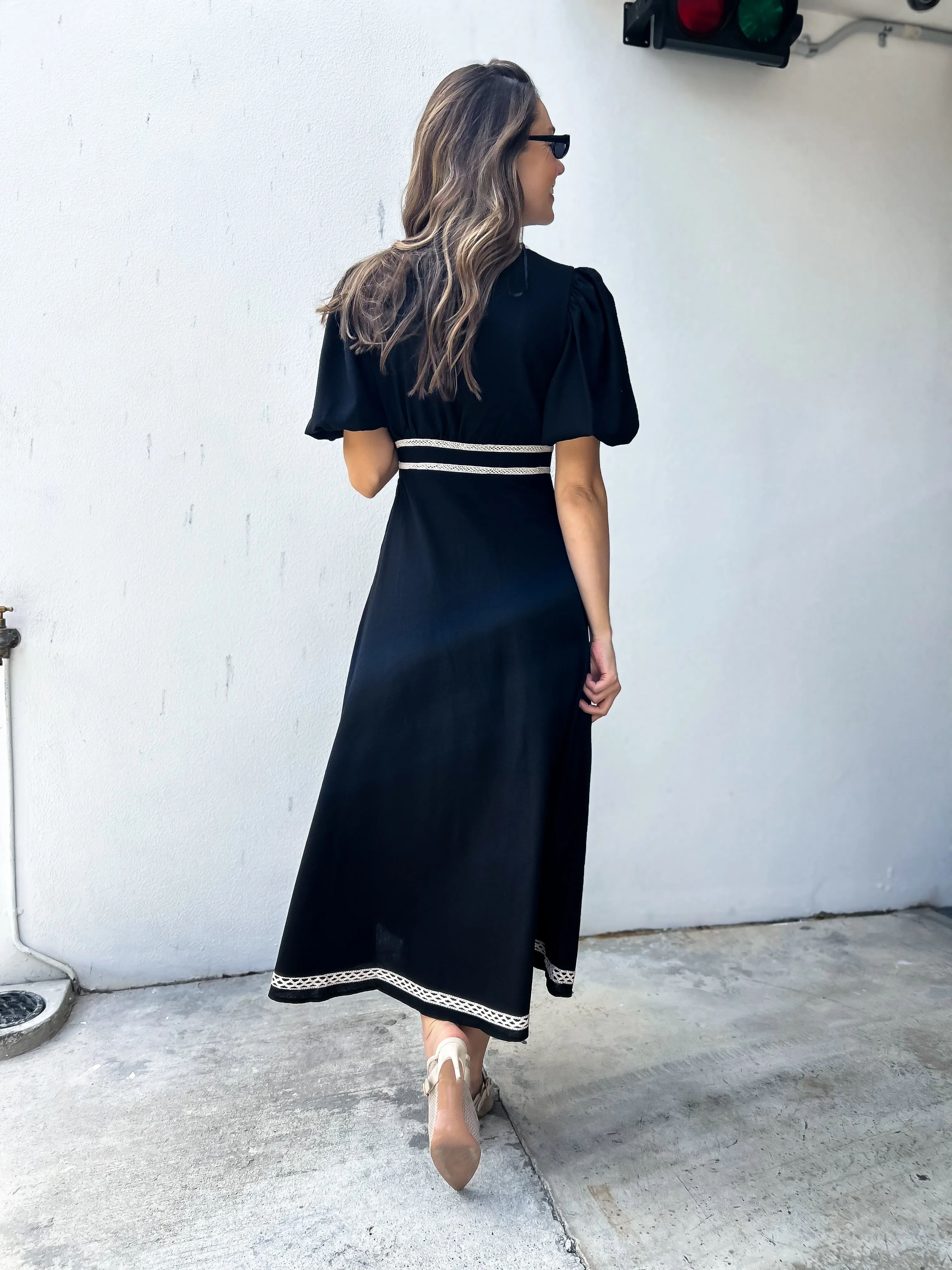 WYNTER Midi Dress - Black Linen