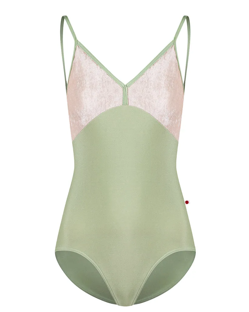 Yumiko Daria with Velvet V-Front & Back Camisole Leotard - Womens - Ginko / Misty Rose