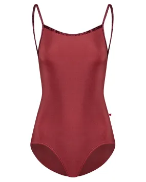Yumiko Marisa Velvet Trim Camisole Leotard - Womens - Fox / Garnet