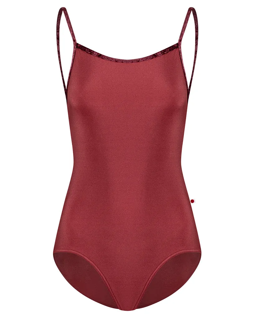 Yumiko Marisa Velvet Trim Camisole Leotard - Womens - Fox / Garnet