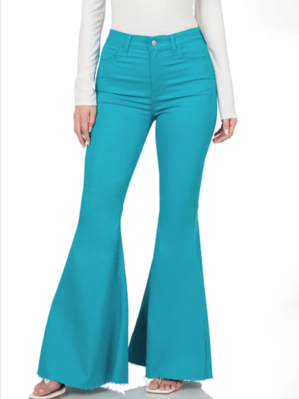Zenana Plus Size High Rise Super Flare Denim Pants