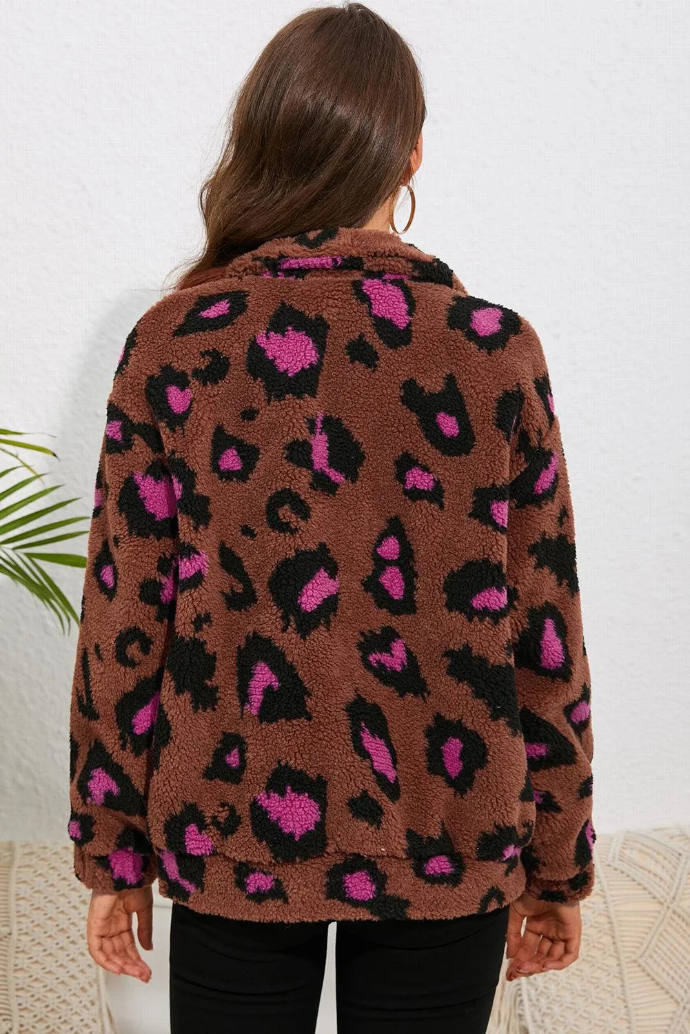 Zip Up Stand Collar Sherpa Teddy Jacket